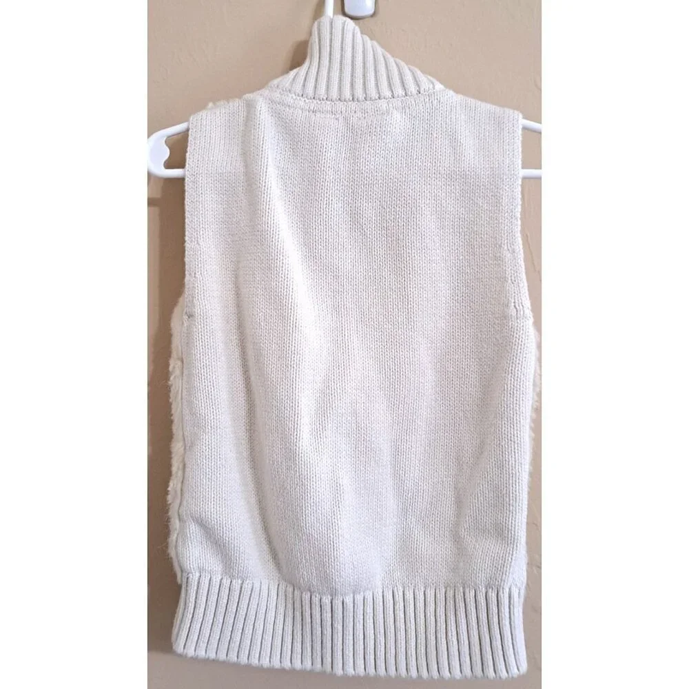 Gap Kids Girl's XS Sleeveless Off White Zip Front Pile Vest